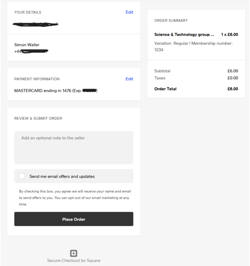 Shop Place Order